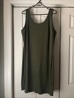 Olive Green Ribbed Boydcon Midi Dress